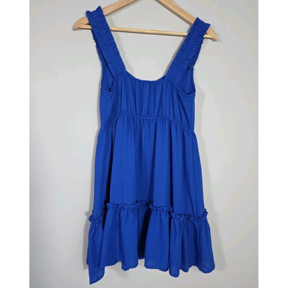 Blu Pepper Blue Tiered Ruffle Mini Dress Sleeveless V Neck Size S NWT - Picture 3 of 9